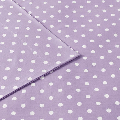 Mi Zone Purple Polka Dot Printed 100% Cotton Sheet Set - Quahog Bay Bedding