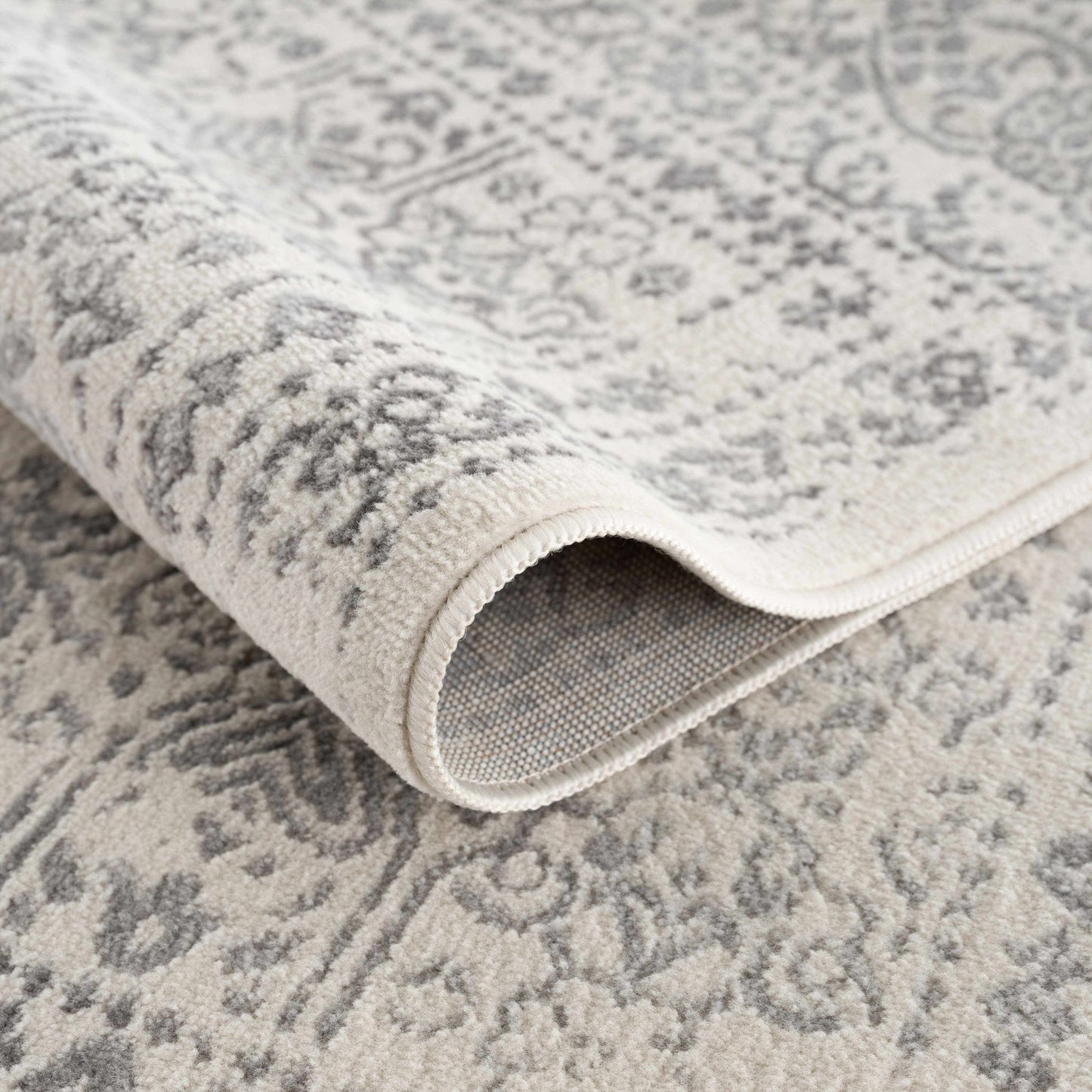 Michie Cream & Greay Area Rug - Traditional Rugs - Quahog Bay Bedding
