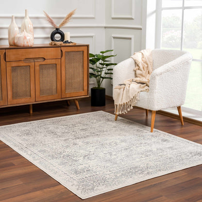 Michie Cream & Greay Area Rug - Traditional Rugs - Quahog Bay Bedding
