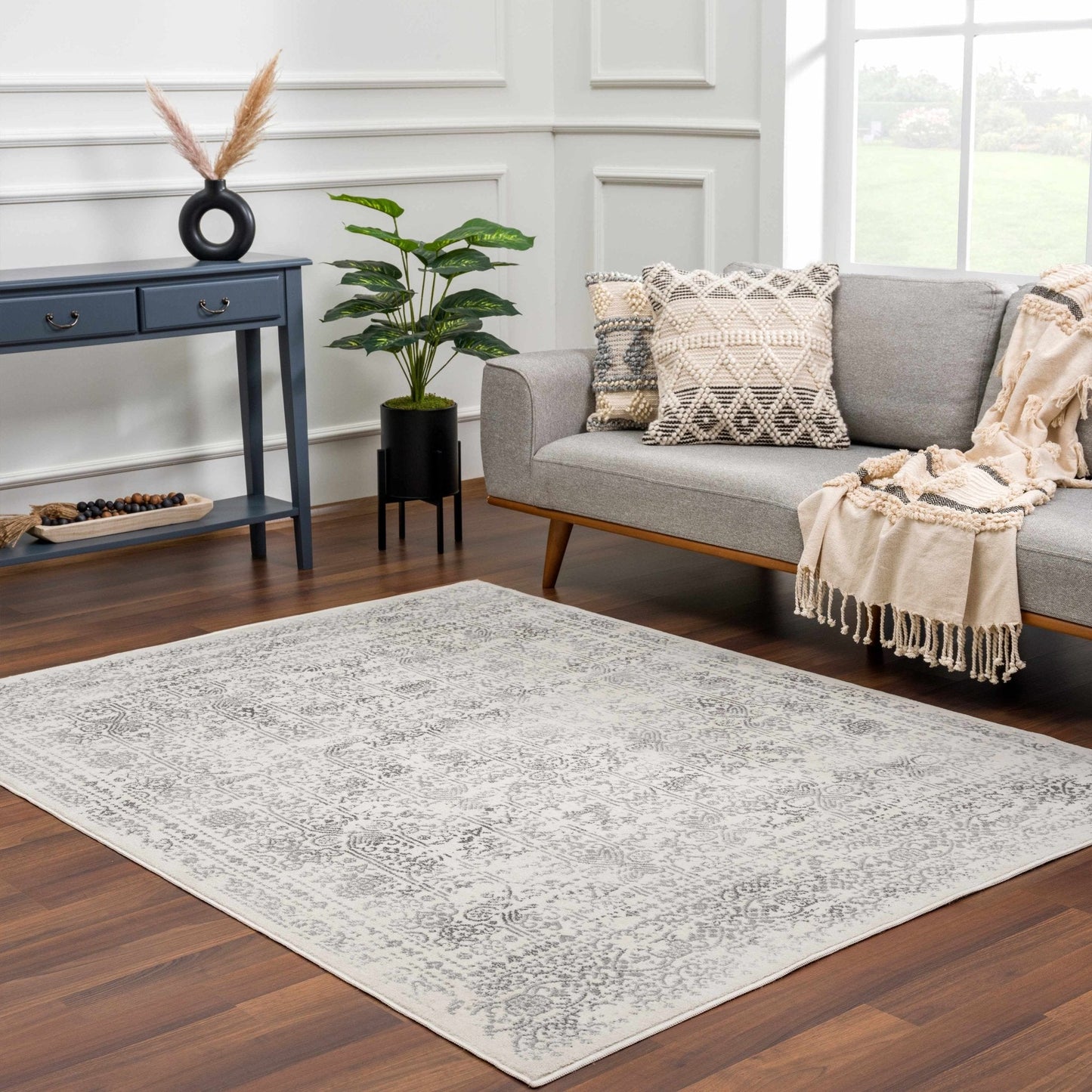 Michie Cream & Greay Area Rug - Traditional Rugs - Quahog Bay Bedding