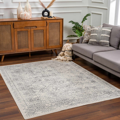Michie Cream & Greay Area Rug - Traditional Rugs - Quahog Bay Bedding