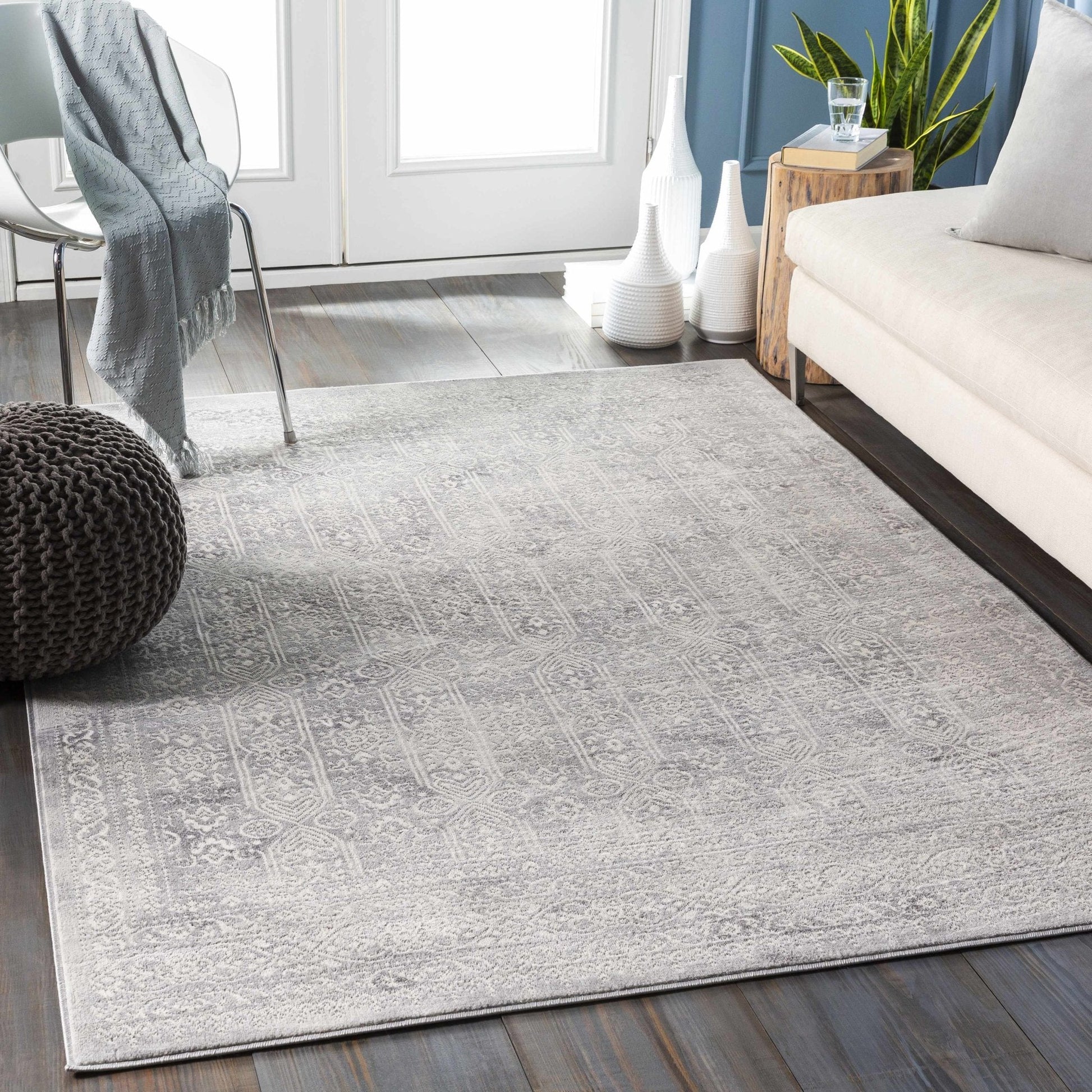 Michie Gray Area Rug - Medium Pile - Traditional Style Rugs - Quahog Bay Bedding