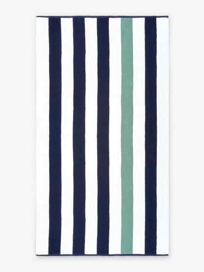 Midnight Blue & Seafoam Classic Cabana Beach Towel - Quahog Bay Bedding