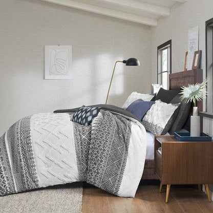 Mila Contemporary Cotton Comforter Set with Chenille Tufting in Gray - Quahog Bay Bedding