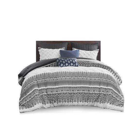 Mila Contemporary Cotton Comforter Set with Chenille Tufting in Gray - Quahog Bay Bedding