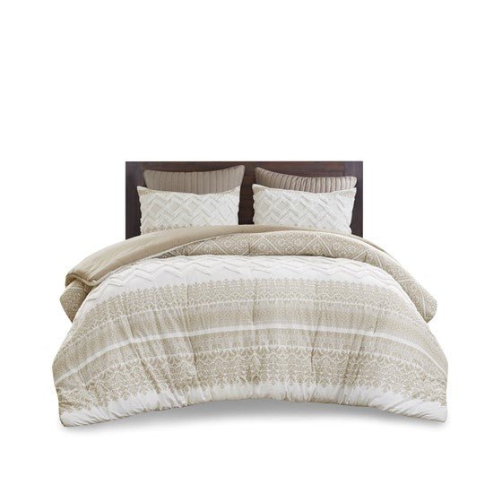 Mila Contemporary Cotton Comforter Set with Chenille Tufting in Taupe - Quahog Bay Bedding