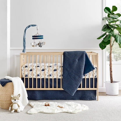 Mills Waffle 4PC Baby Crib Bedding Set - Navy - Quahog Bay Bedding