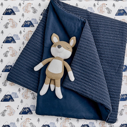 Mills Waffle 4PC Baby Crib Bedding Set - Navy - Quahog Bay Bedding
