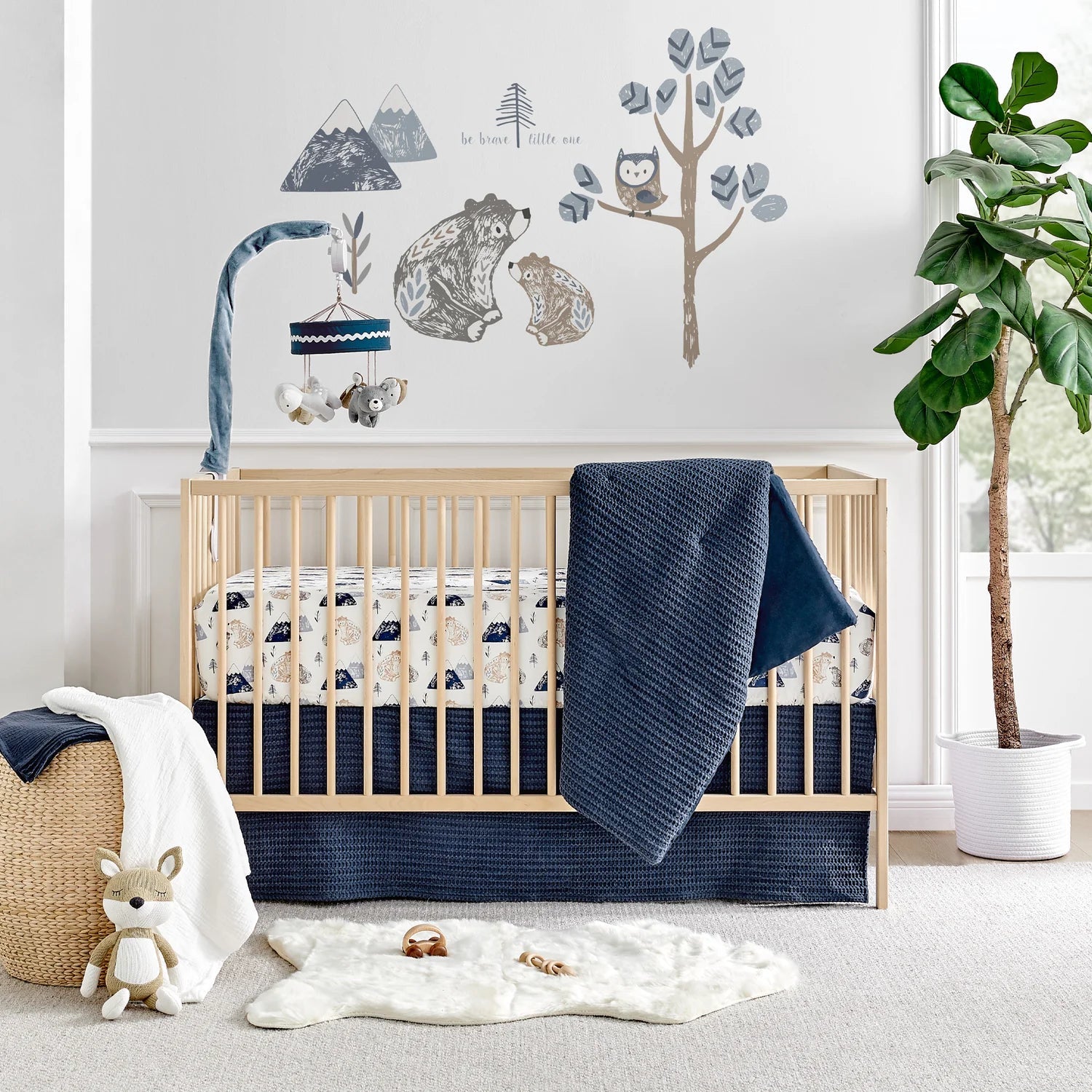 Mills Waffle 4PC Baby Crib Bedding Set - Navy - Quahog Bay Bedding