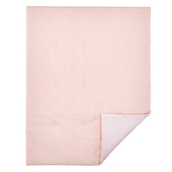 Mills Waffle 4PC Baby Crib Bedding Set - Pink - Quahog Bay Bedding
