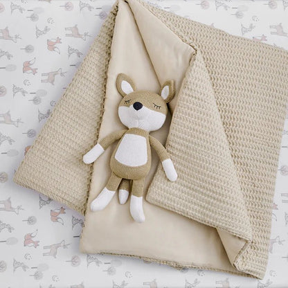 Mills Waffle 4PC Baby Crib Bedding Set - Taupe - Quahog Bay Bedding