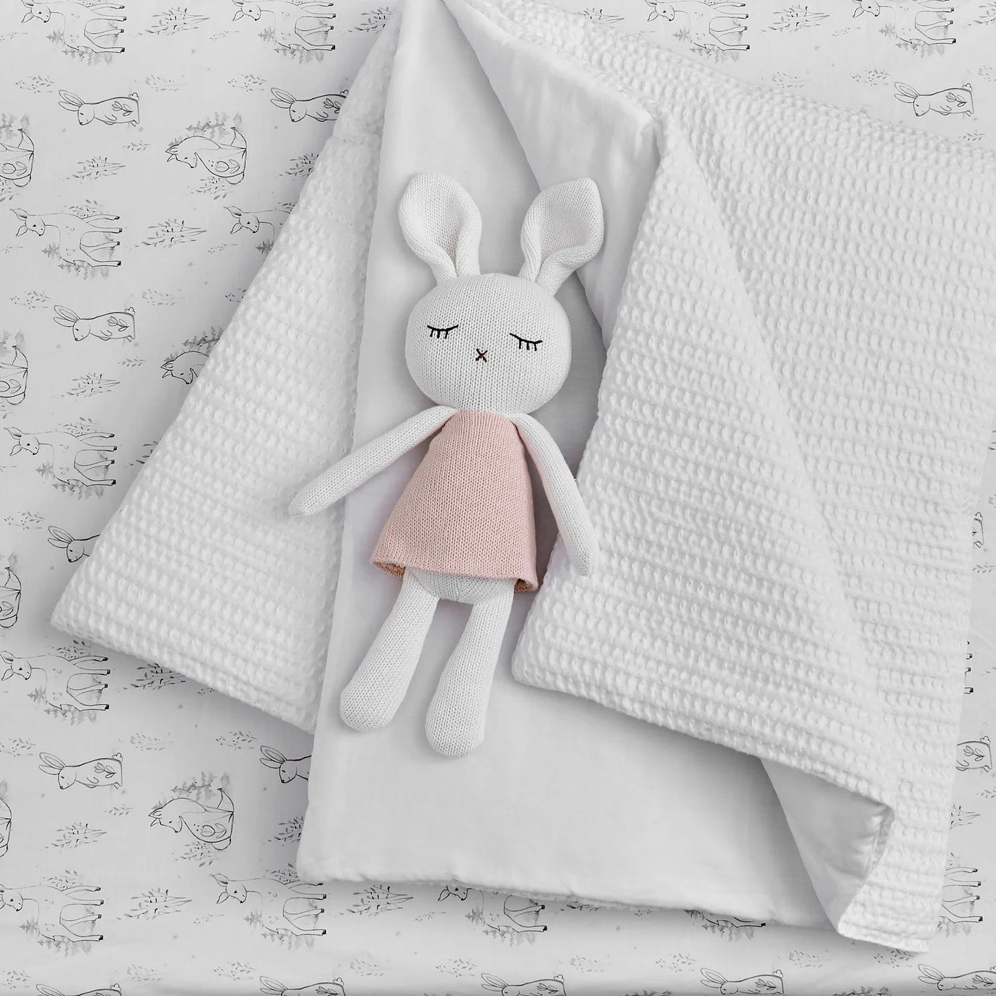 Mills Waffle 4PC Baby Crib Bedding Set - White - Quahog Bay Bedding