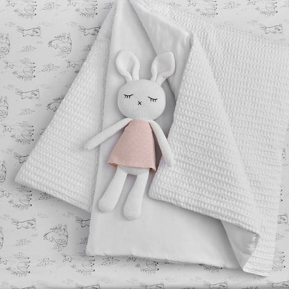 Mills Waffle 4PC Baby Crib Bedding Set - White - Quahog Bay Bedding