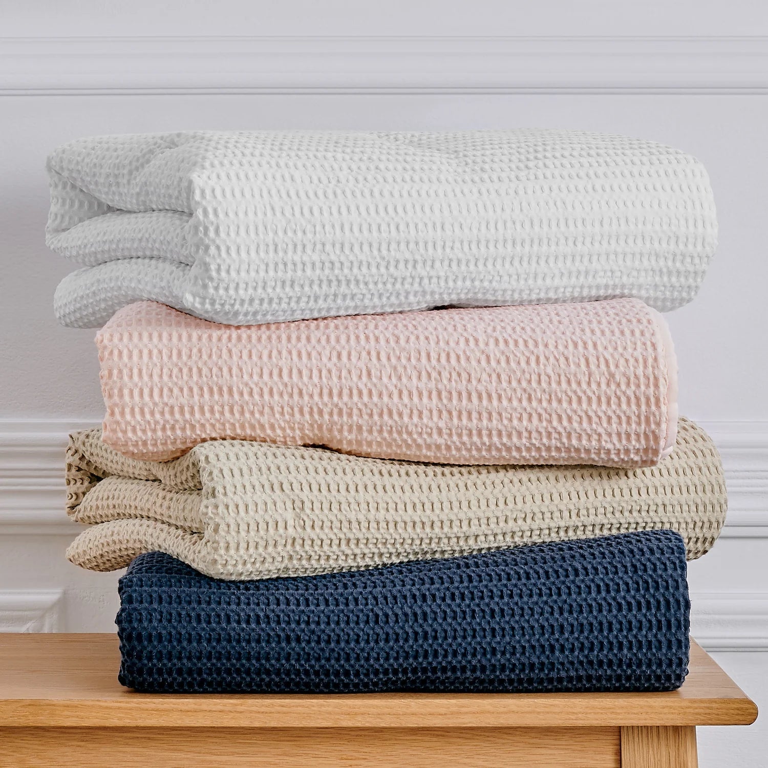 Mills Waffle 4PC Baby Crib Bedding Set - White - Quahog Bay Bedding