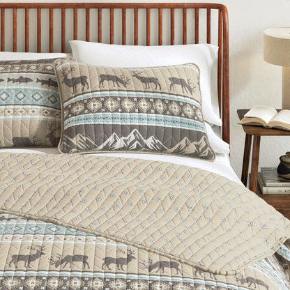 Lodge Themed Quilt Set - Moose, Fish & Nature Themed Bedding