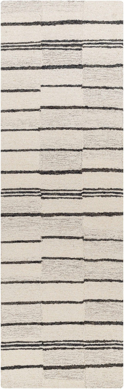 Moorebank Black Striped Wool Rug - Quahog Bay Bedding