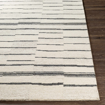 Moorebank Black Striped Wool Rug - Quahog Bay Bedding
