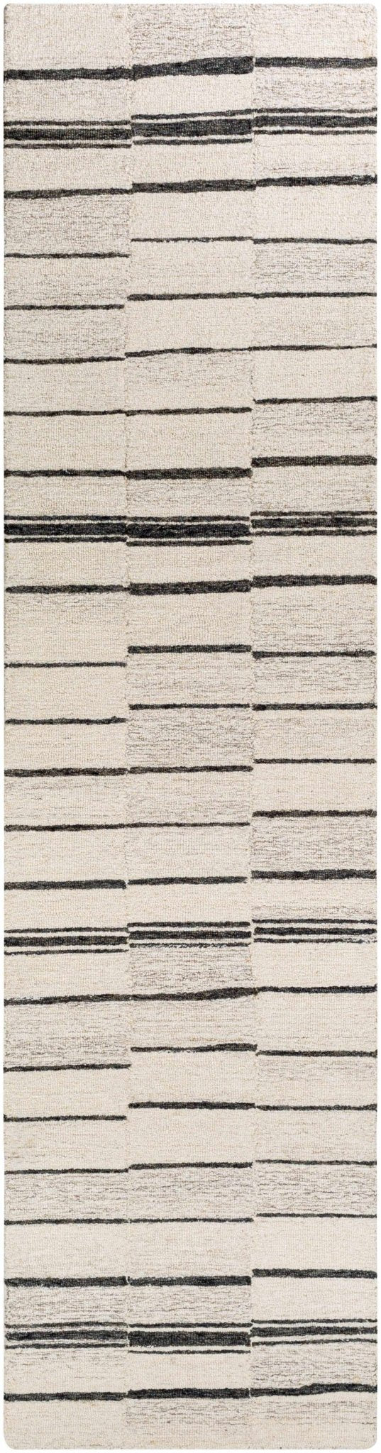 Moorebank Black Striped Wool Rug - Quahog Bay Bedding