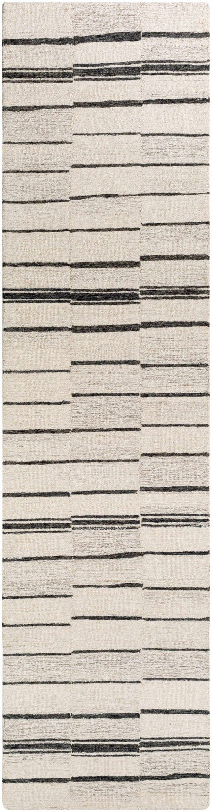 Moorebank Black Striped Wool Rug - Quahog Bay Bedding