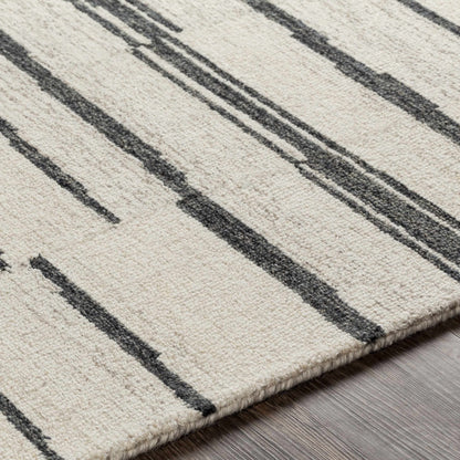 Moorebank Black Striped Wool Rug - Quahog Bay Bedding