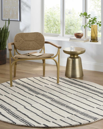 Moorebank Black Striped Wool Rug - Quahog Bay Bedding