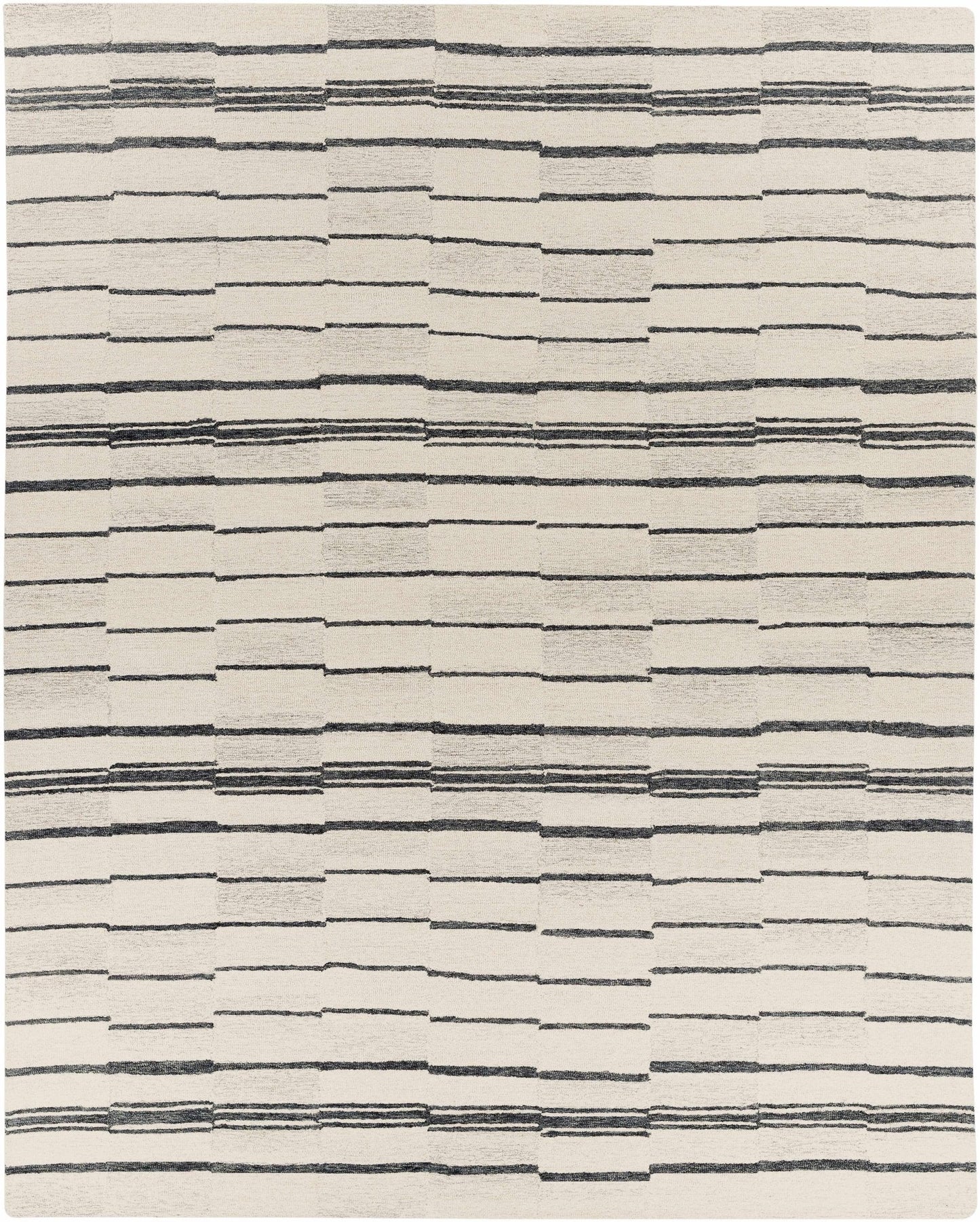 Moorebank Black Striped Wool Rug - Quahog Bay Bedding