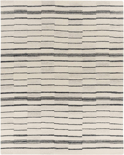 Moorebank Black Striped Wool Rug - Quahog Bay Bedding