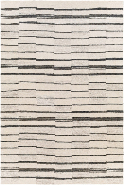 Moorebank Black Striped Wool Rug - Quahog Bay Bedding