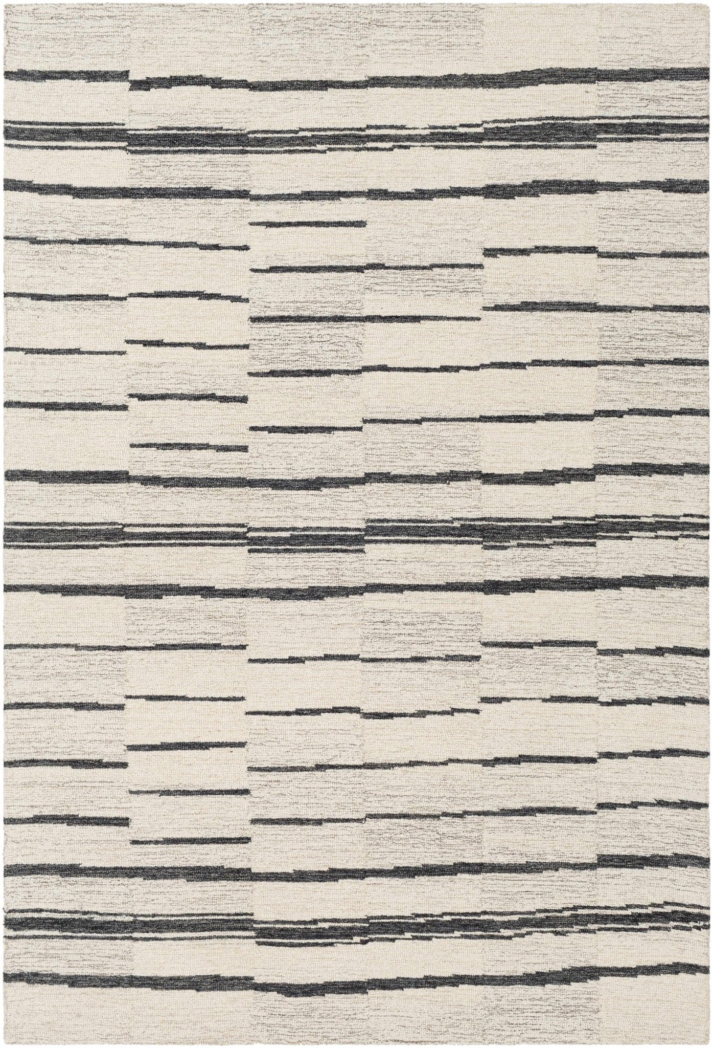 Moorebank Black Striped Wool Rug - Quahog Bay Bedding