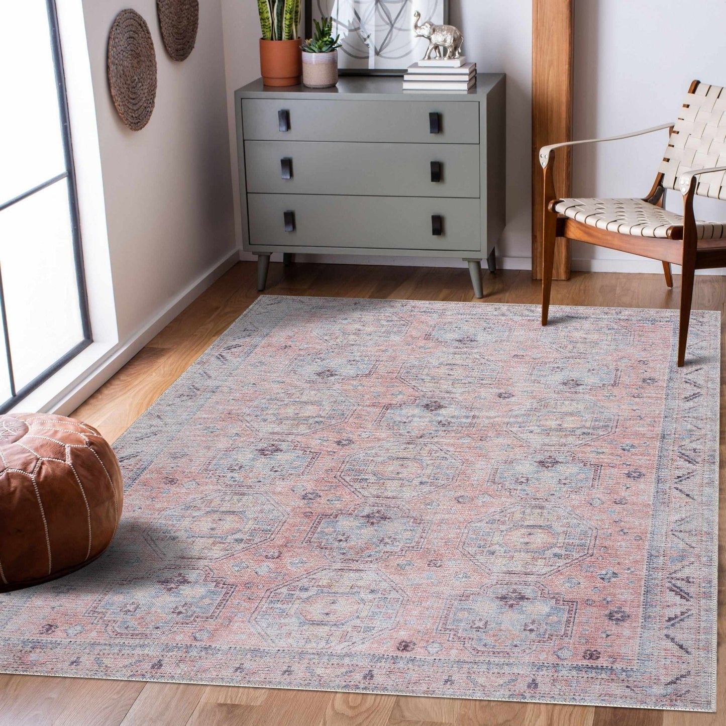 Morcott Peach Washable Area Rug - Quahog Bay Bedding