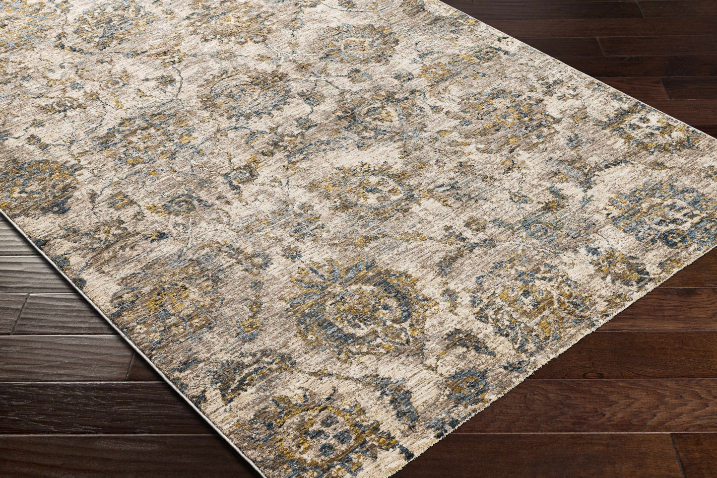 Morinville Teal Floral Rug - Quahog Bay Bedding