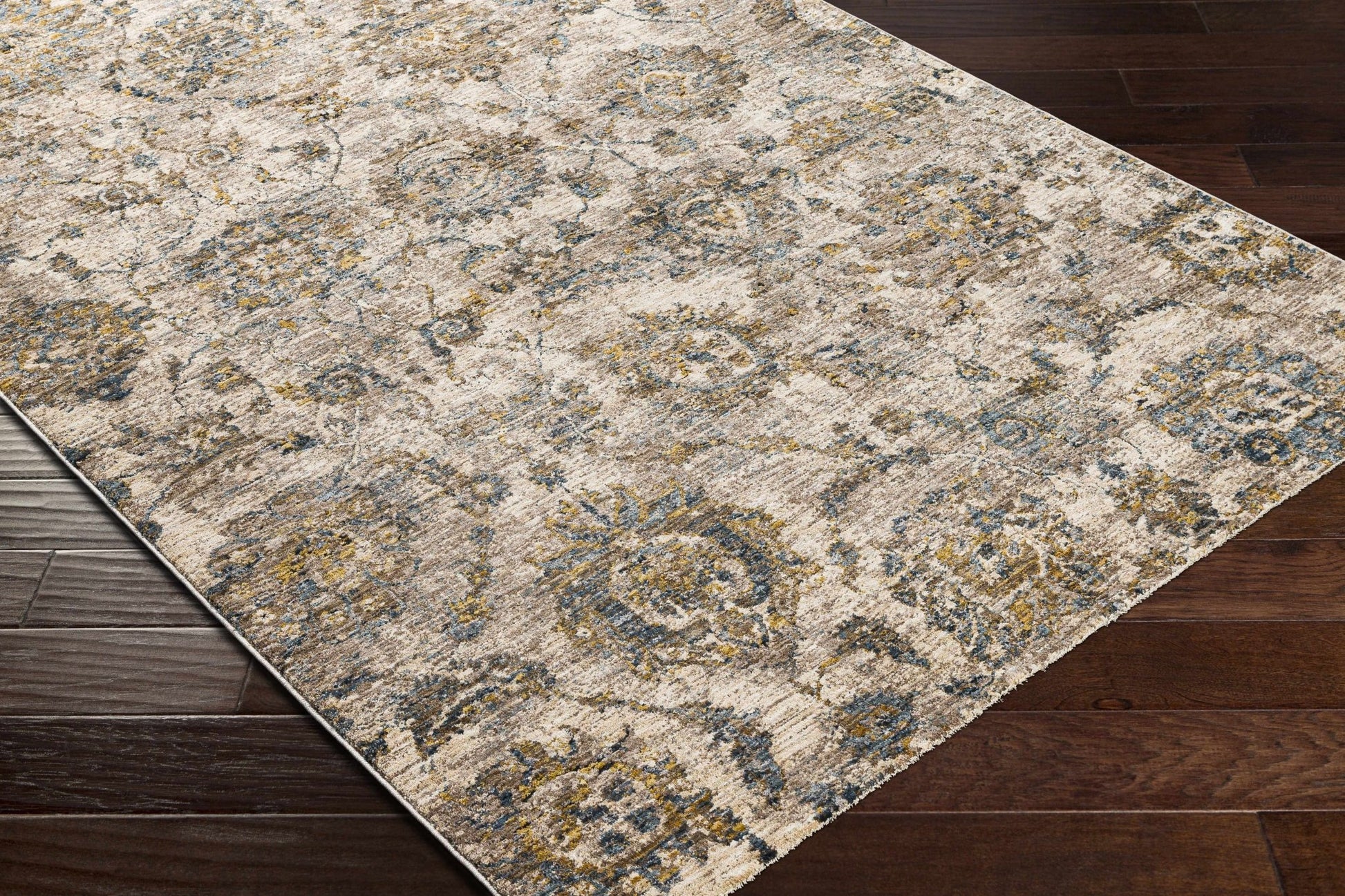 Morinville Teal Floral Rug - Quahog Bay Bedding