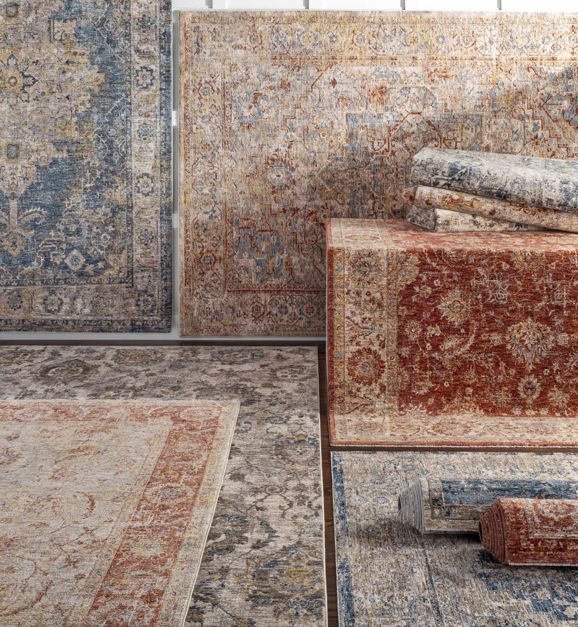 Morinville Teal Floral Rug - Quahog Bay Bedding