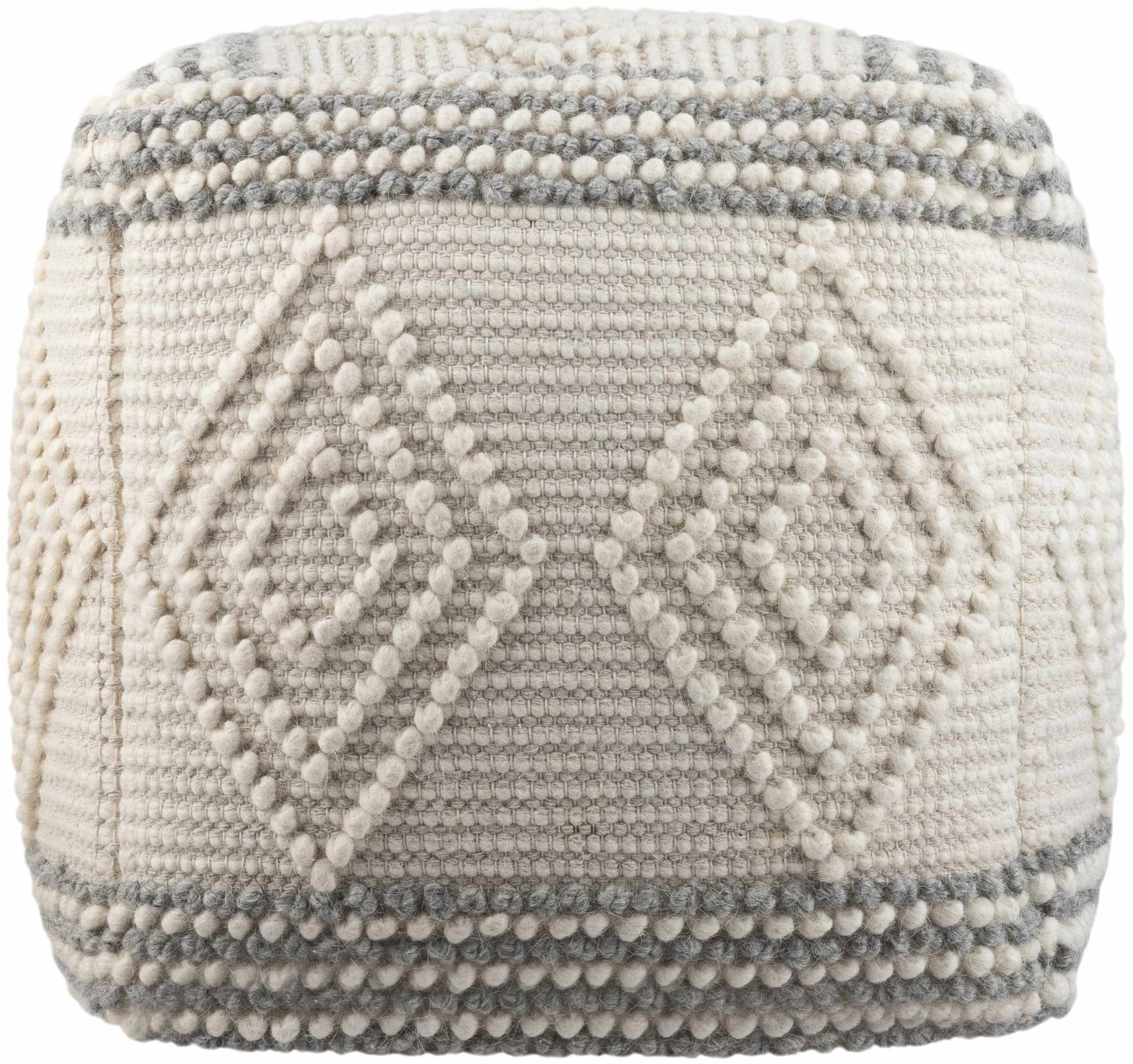 Murgon Cream W Wool Pouf - Quahog Bay Bedding