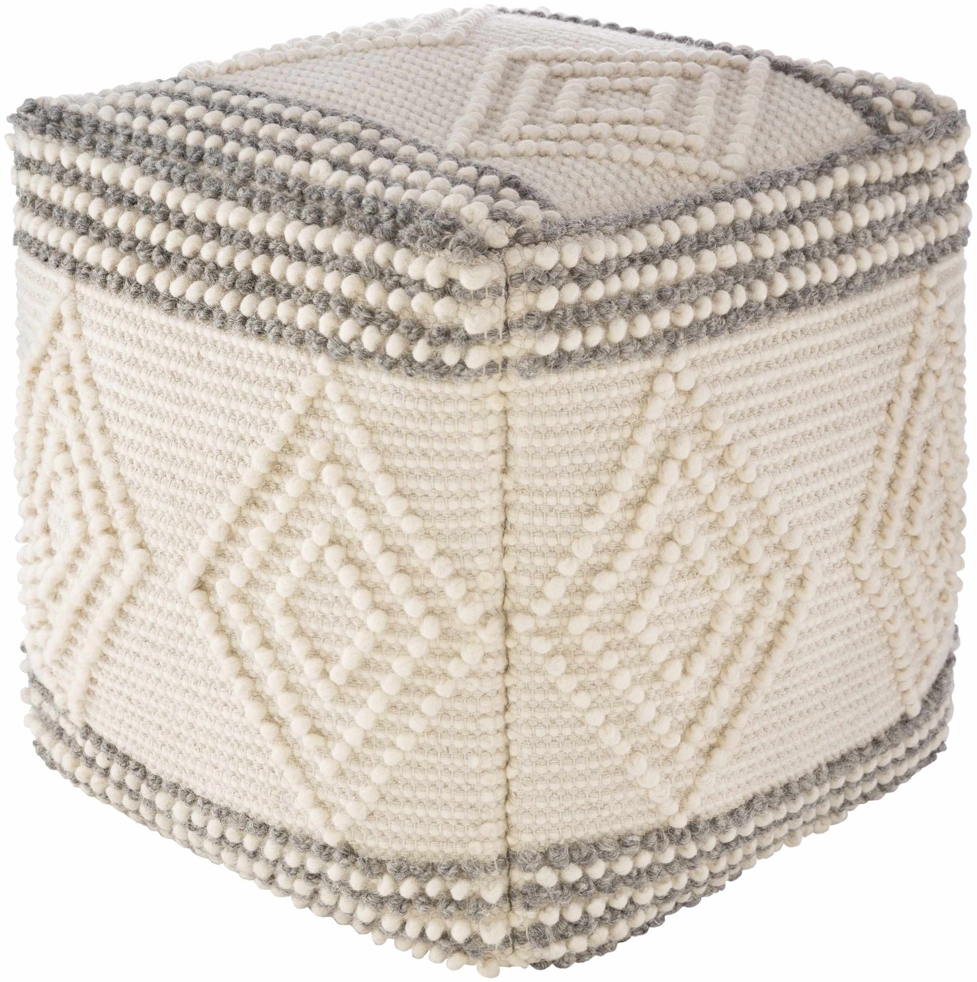 Murgon Cream W Wool Pouf - Quahog Bay Bedding