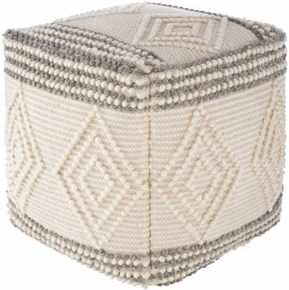 Murgon Cream W Wool Pouf - Quahog Bay Bedding