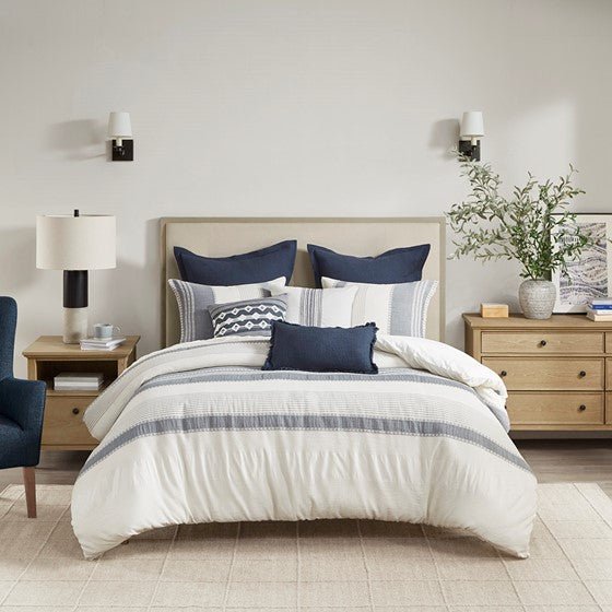 Madison Park Murphy Oversized Cotton Jacquard 8PC Comforter Set - Quahog Bay Bedding