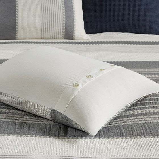 Madison Park Murphy Oversized Cotton Jacquard 8PC Comforter Set - Quahog Bay Bedding