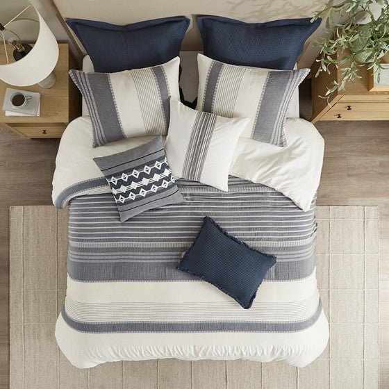 Madison Park Murphy Oversized Cotton Jacquard 8PC Comforter Set - Quahog Bay Bedding