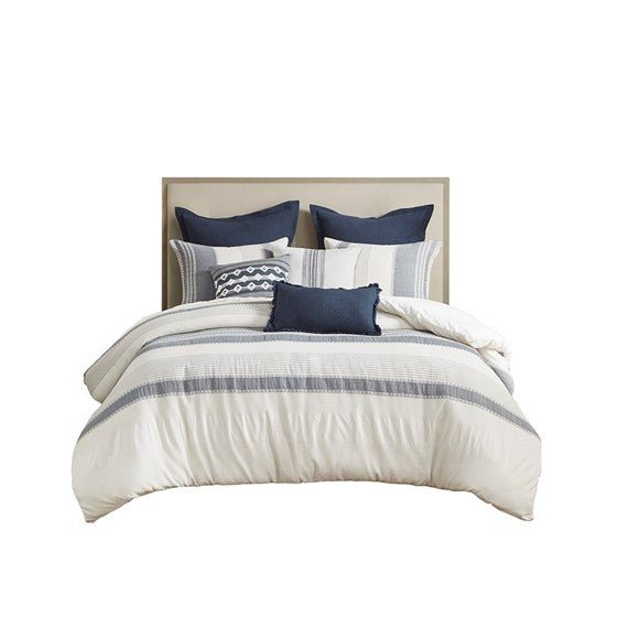 Madison Park Murphy Oversized Cotton Jacquard 8PC Comforter Set - Quahog Bay Bedding
