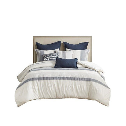 Madison Park Murphy Oversized Cotton Jacquard 8PC Comforter Set - Quahog Bay Bedding