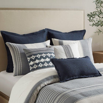 Madison Park Murphy Oversized Cotton Jacquard 8PC Comforter Set - Quahog Bay Bedding