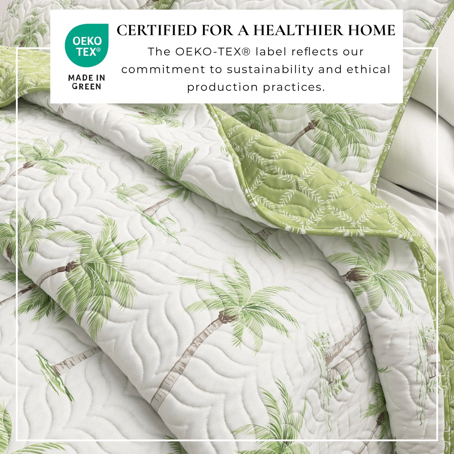 West Palm Trees Coastal Quilt Set - Tropical Coastal Bedding