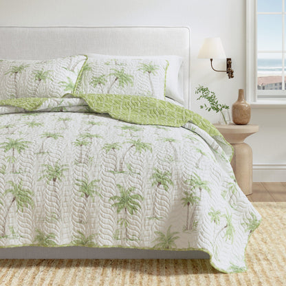 West Palm Trees Coastal Quilt Set - Tropical Coastal Bedding