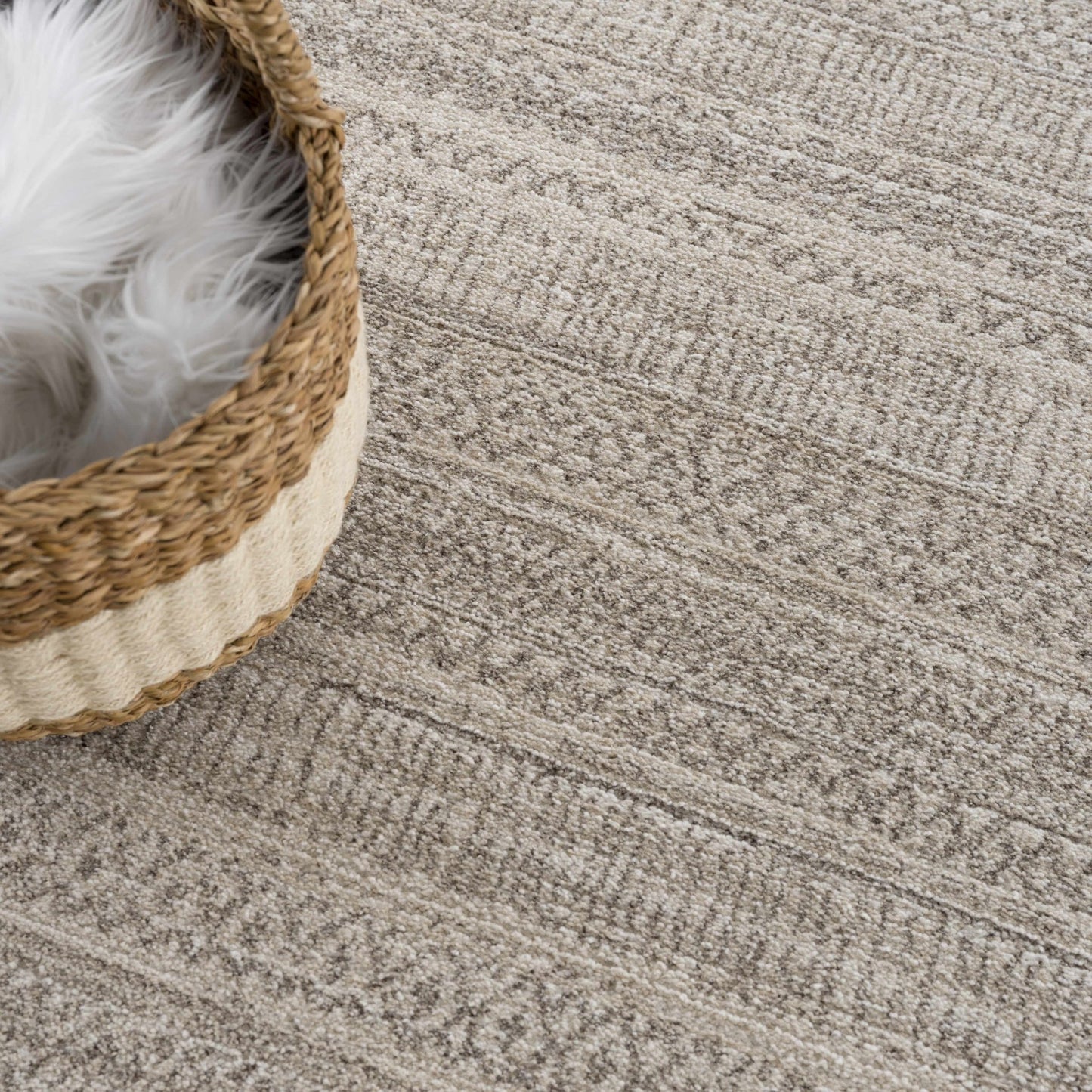 Nate Beige Tribal High Pile Carpet - Quahog Bay Bedding