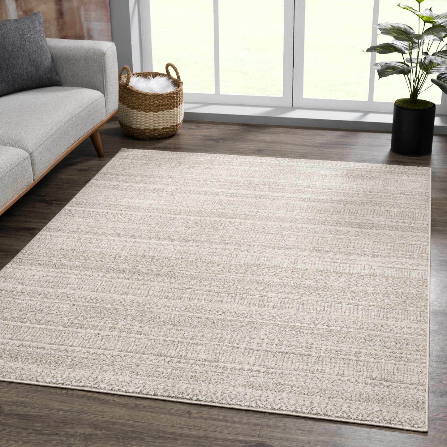 Nate Beige Tribal High Pile Carpet - Quahog Bay Bedding