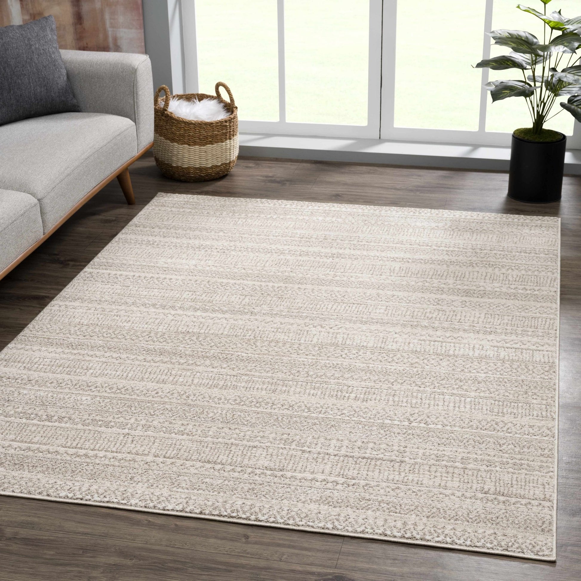 Nate Beige Tribal High Pile Carpet - Quahog Bay Bedding