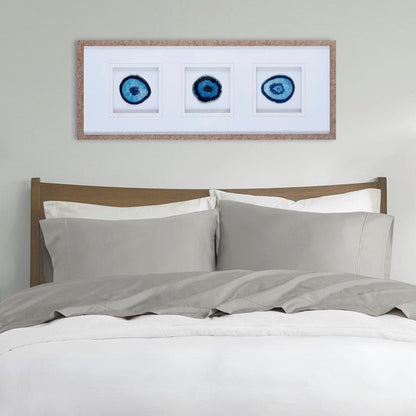 Natural Agate Trio Real Stone Framed Glass - Coastal Wall Decor - Quahog Bay Bedding