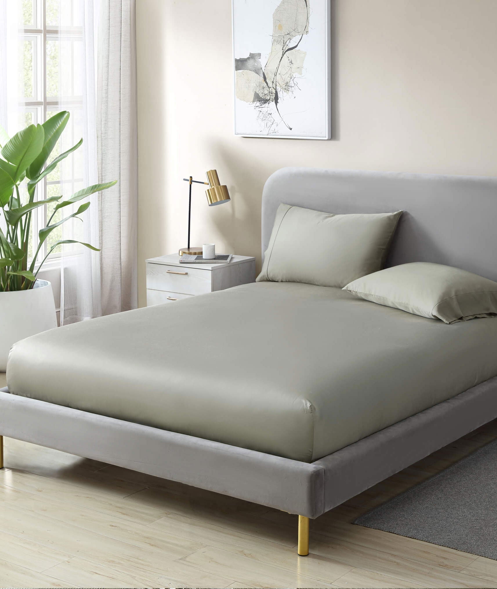 Natural Premium Bamboo Fitted Sheet - Quahog Bay Bedding