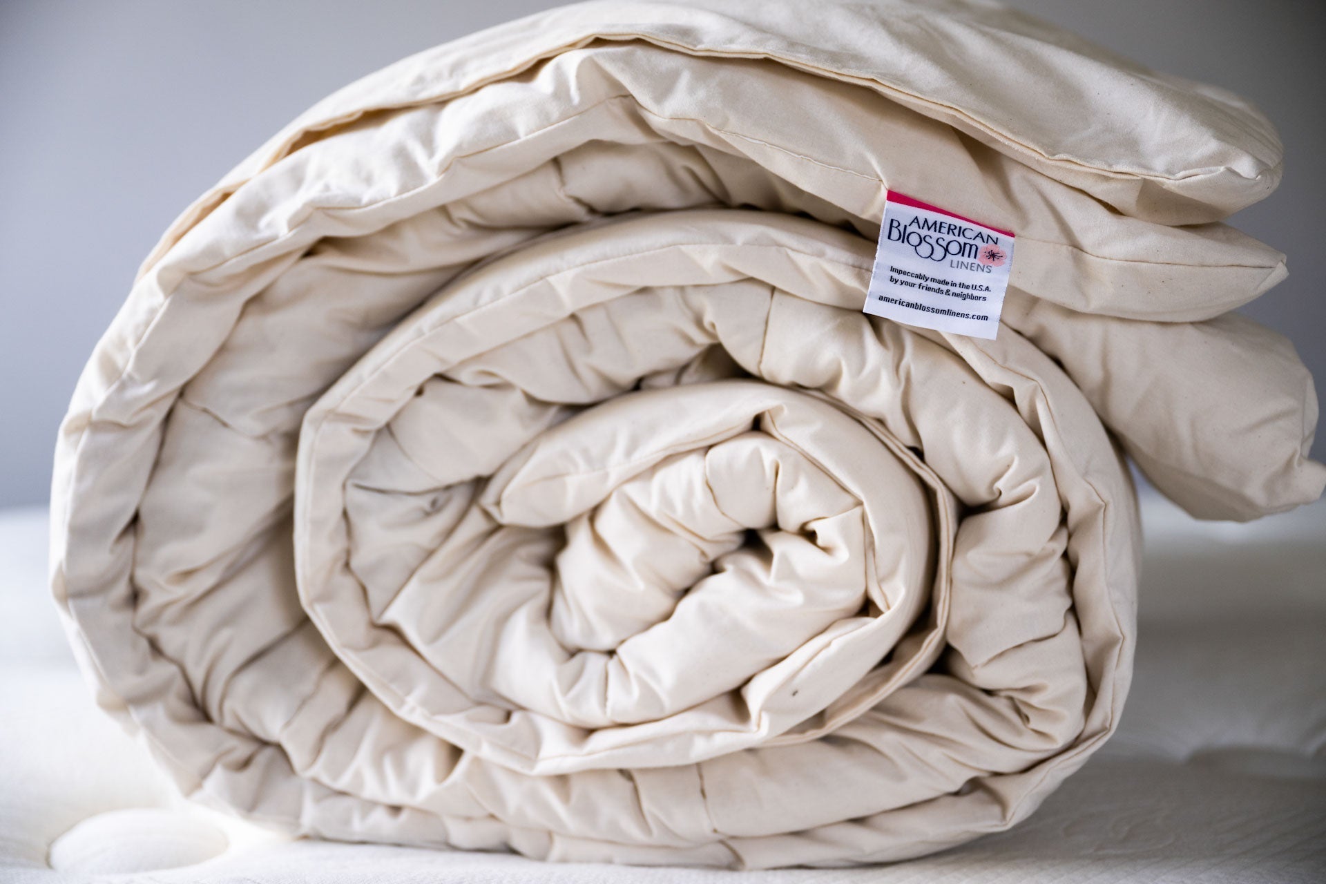 Natural Wool Bedding Duvet Insert / Comforter - American Made With USA Grown Cotton - Quahog Bay Bedding